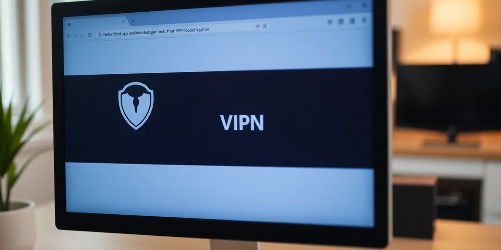 Computerbildschirm mit VPN-Oberfläche in einem Büro.
