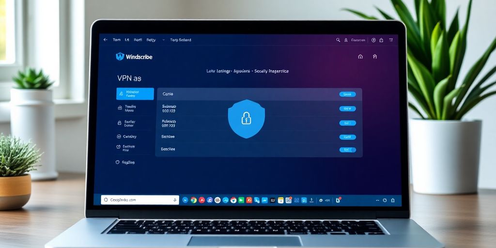 Laptop mit Windscribe VPN im Einsatz.