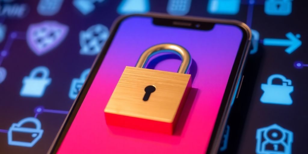 Smartphone mit Schloss für mobile Sicherheit.