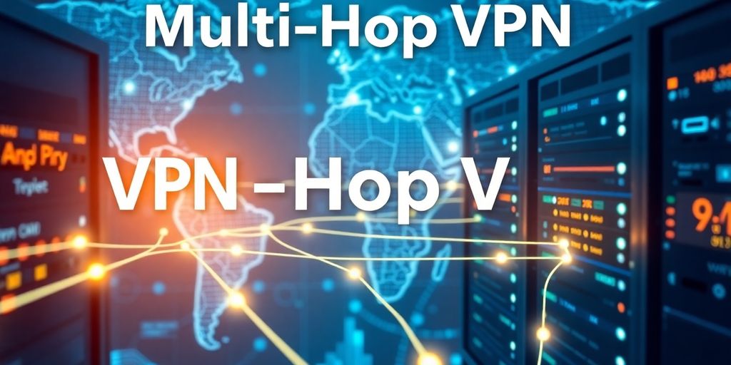 Verschiedene VPN-Server mit leuchtenden Verbindungen.
