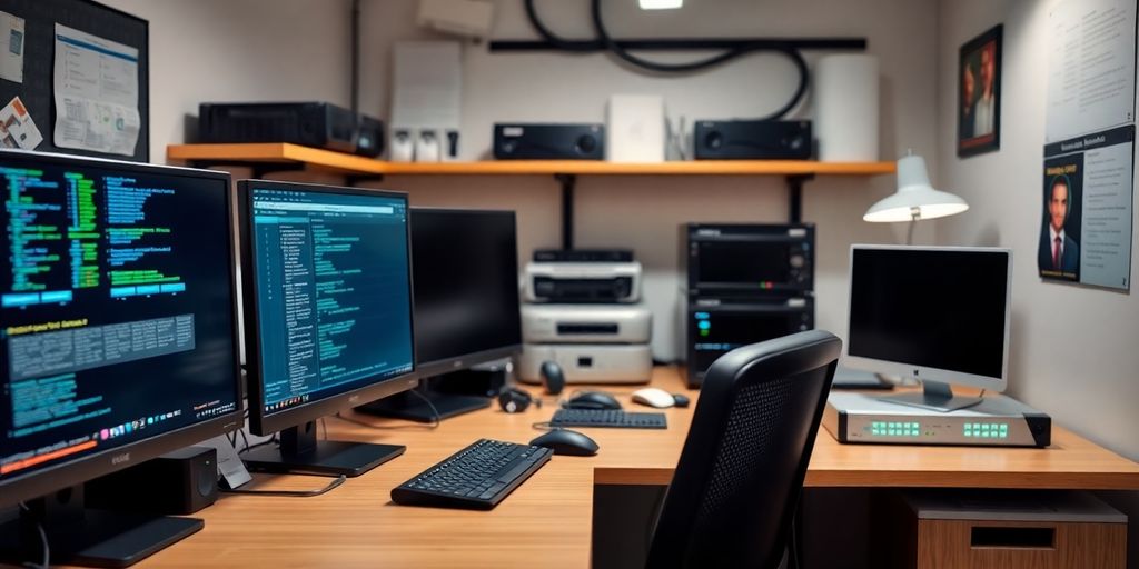 Sicherer Arbeitsplatz für kleine Unternehmen mit Technologie.
