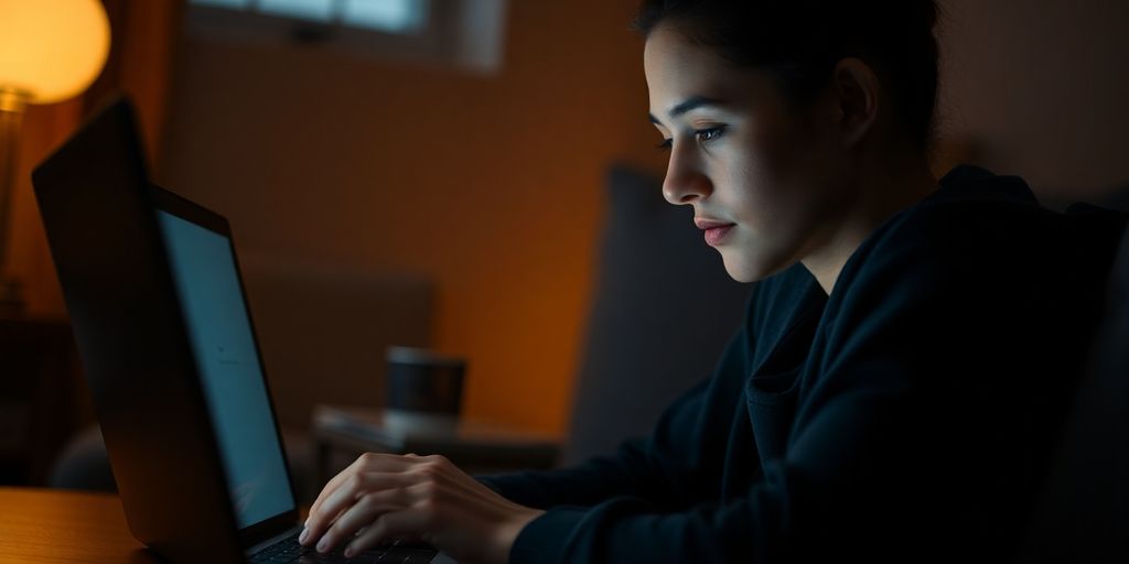 Person am Laptop in sicherer Umgebung