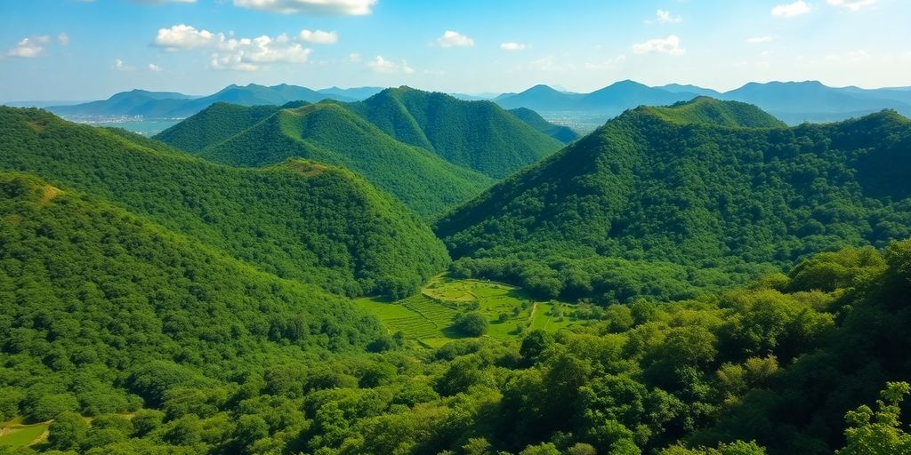 Landschaft mit klarem Himmel und freiem Zugang.