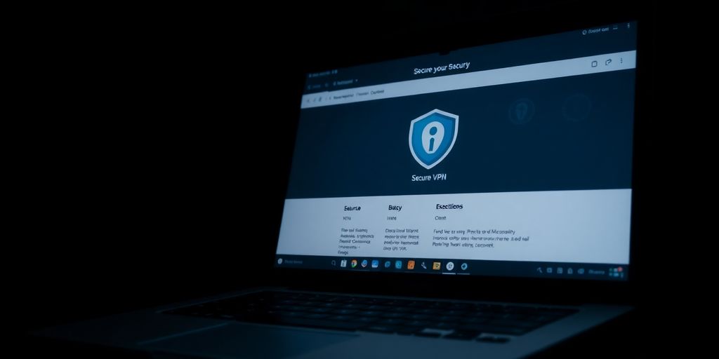 Laptop mit VPN-Interface auf dem Bildschirm.