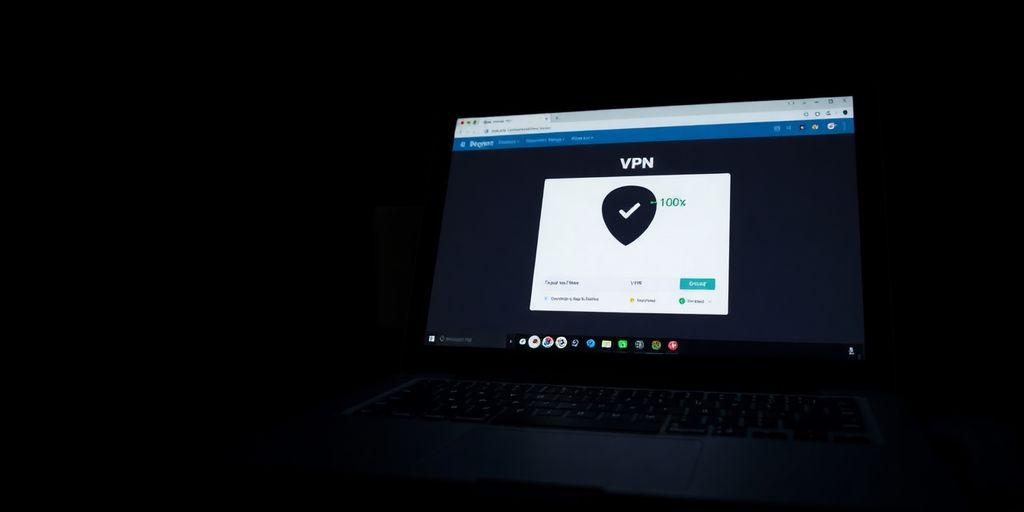 Laptop mit VPN-Schnittstelle und Kill Switch-Funktion.
