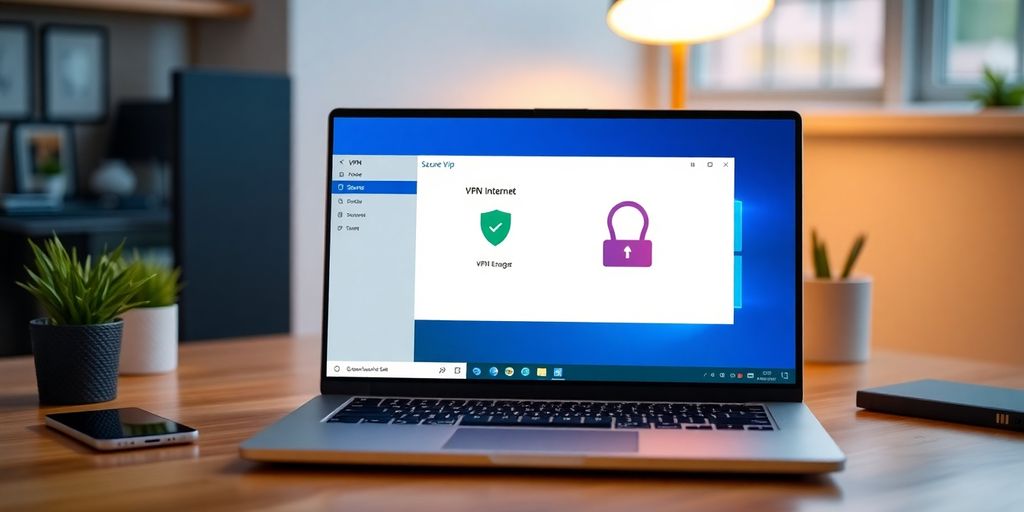Moderne Desktop-Umgebung mit VPN-Anwendung auf Windows.