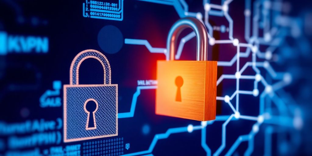 Digitalschloss und Computernetzwerk für VPN-Tunnel