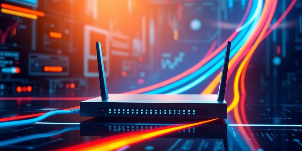 Schnelle Internetverbindung mit Router und Kabeln