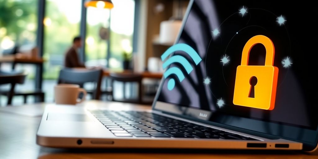 Laptop mit VPN im öffentlichen WLAN